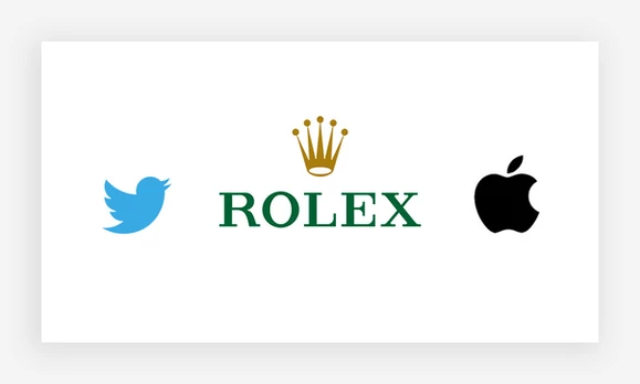 Twitter, Rolex and Apple logo symbols