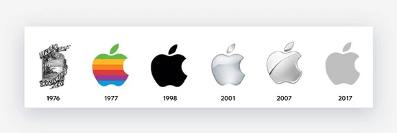 different versions of the apple logo over time